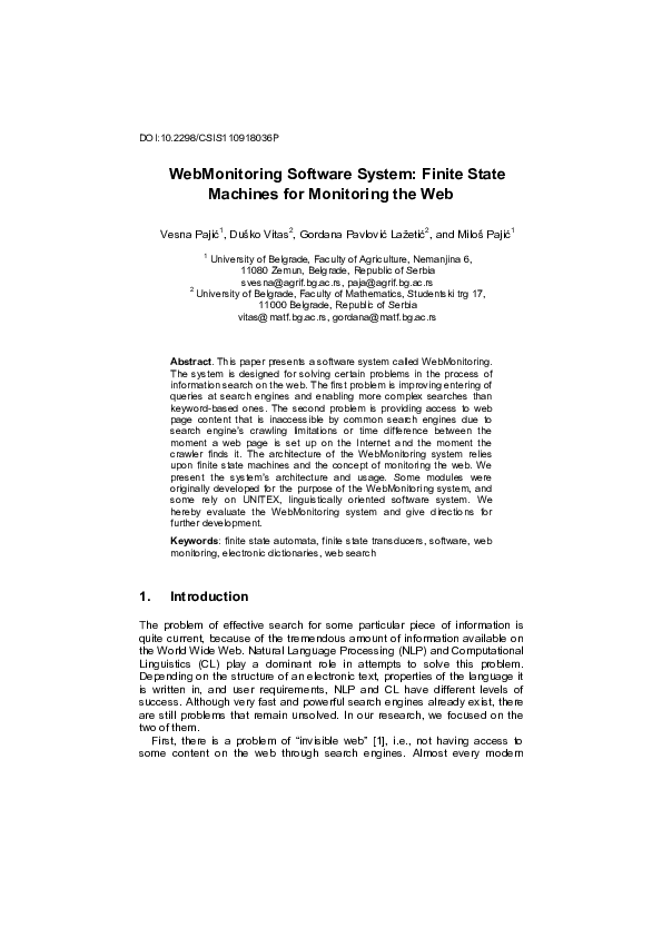 (PDF) DOI:10.2298/CSIS110918036P WebMonitoring Software System: Finite ...