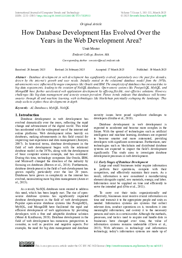 (PDF) How Database Development Has Evolved Over the Years in the Web ...