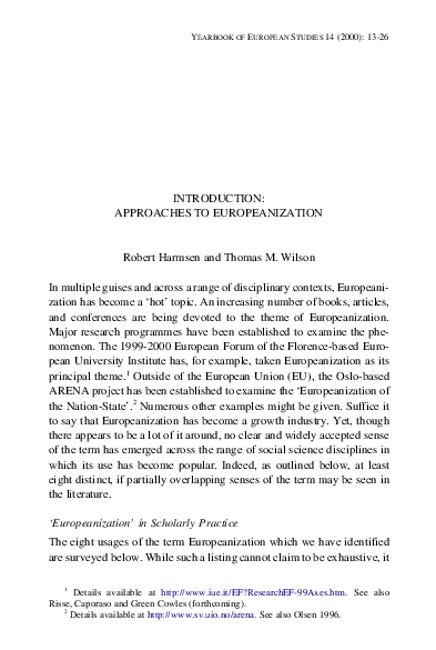 (PDF) Introduction: Approaches to Europeanization