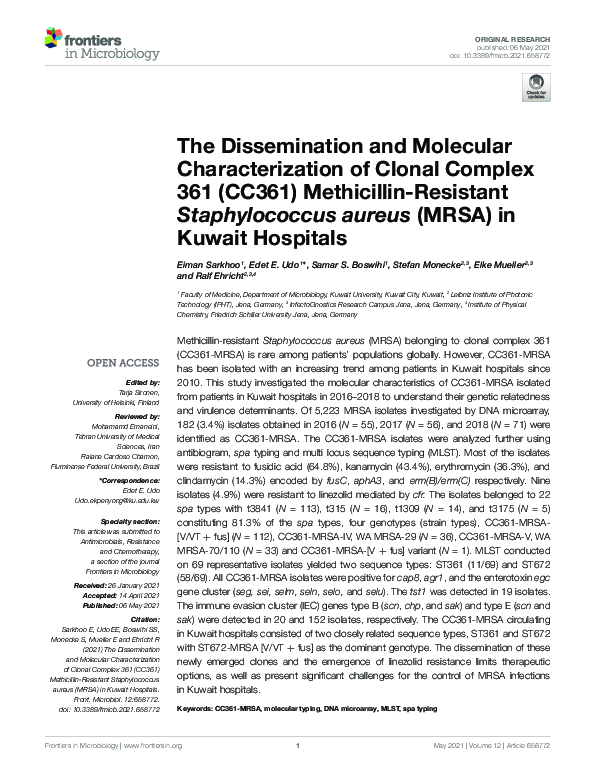 (PDF) The Dissemination and Molecular Characterization of Clonal ...