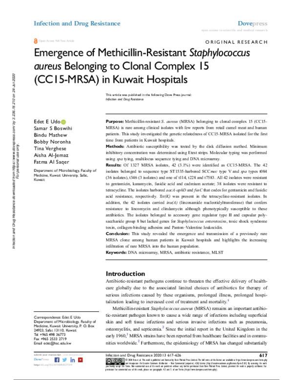 (PDF) Emergence of Methicillin-Resistant Staphylococcus aureus ...