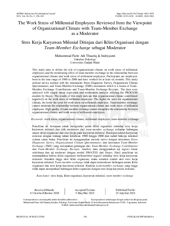 (PDF) The Work Stress of Millennial Employees Reviewed from the ...
