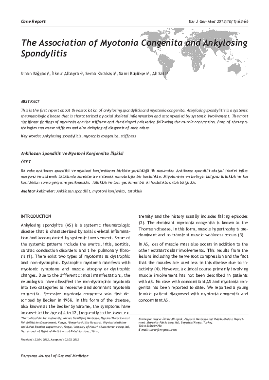 (PDF) The Association of Myotonia Congenita and Ankylosing Spondylitis