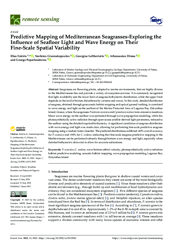 (PDF) Predictive Mapping of Mediterranean Seagrasses-Exploring the ...