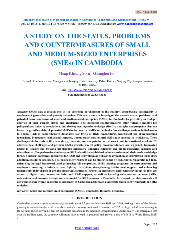 (PDF) A STUDY ON THE STATUS, PROBLEMS AND COUNTERMEASURES OF SMALL AND ...