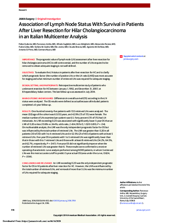 (PDF) Association of Lymph Node Status With Survival in Patients After ...