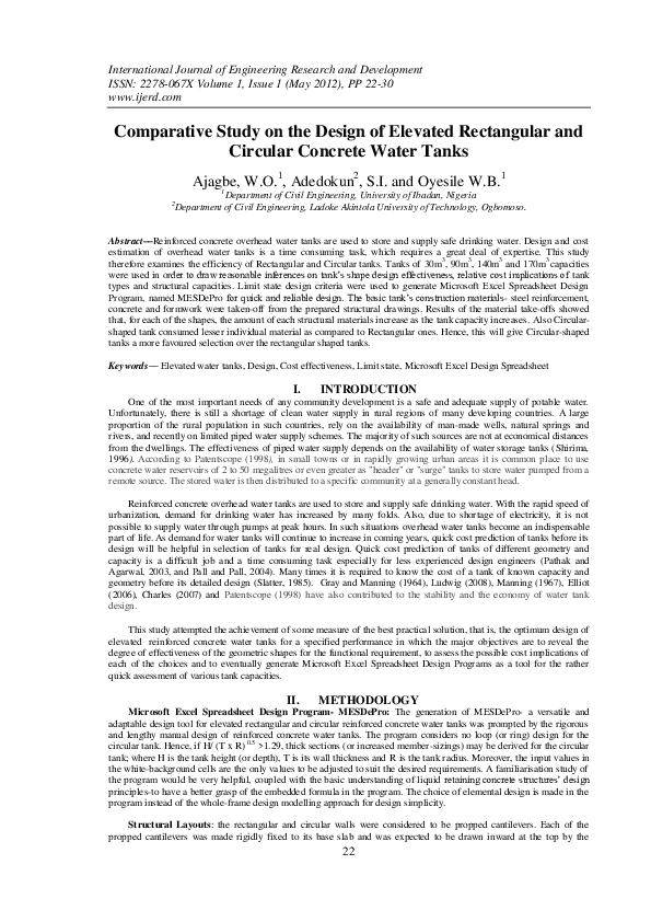 (PDF) Comparative Study on the Design of Elevated Rectangular and ...