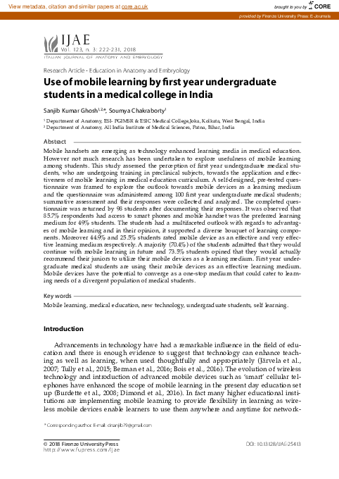 (PDF) Use of mobile learning by first year undergraduate students in a ...