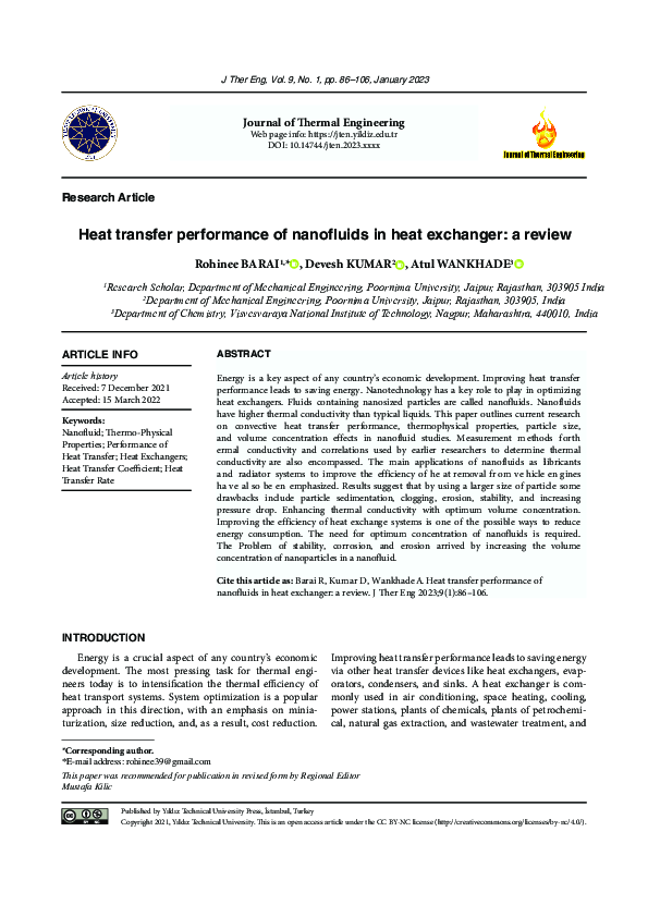 (PDF) Heat transfer performance of nanofluids in heat exchanger: a review