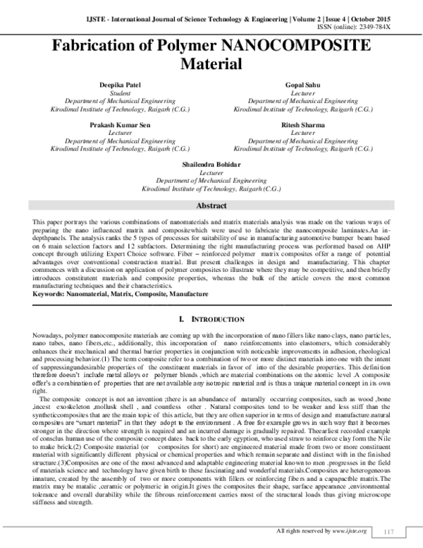 (PDF) Fabrication of Polymer NANOCOMPOSITE Material