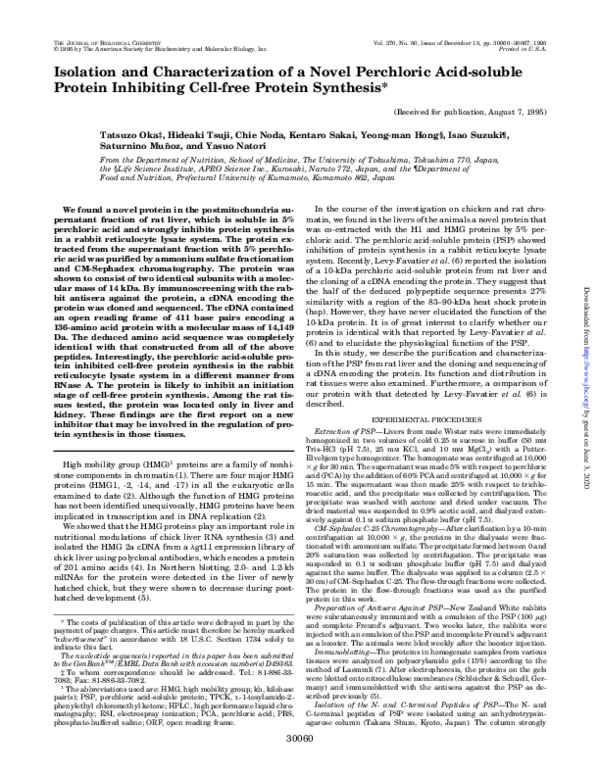 (PDF) Isolation and Characterization of a Novel Perchloric Acid-soluble ...