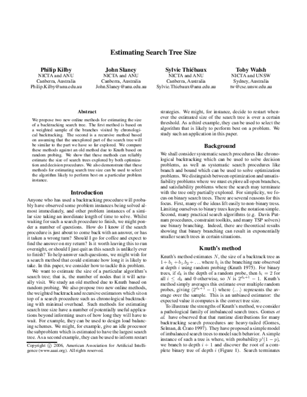 (PDF) Estimating search tree size