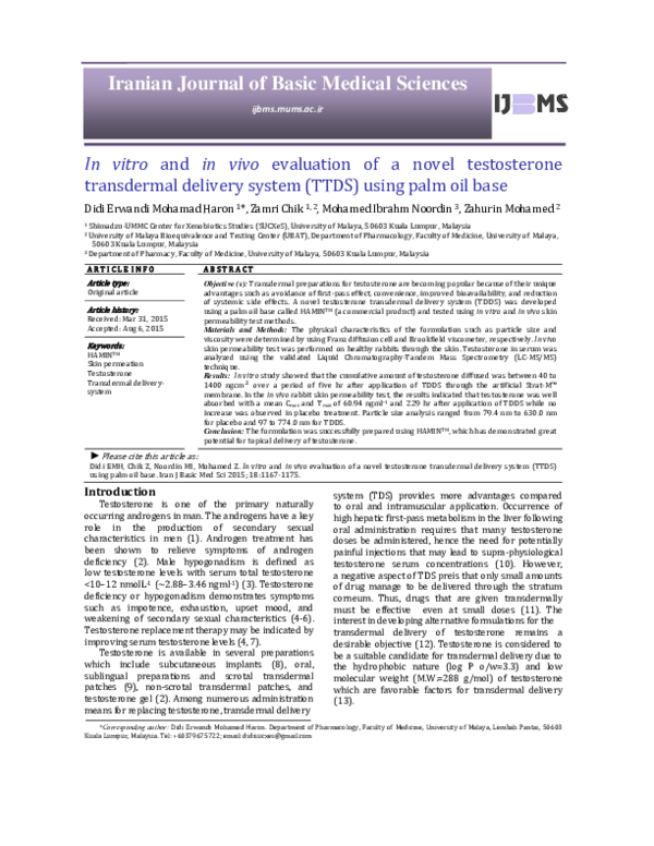 (PDF) In vitro and in vivo evaluation of a novel testosterone ...