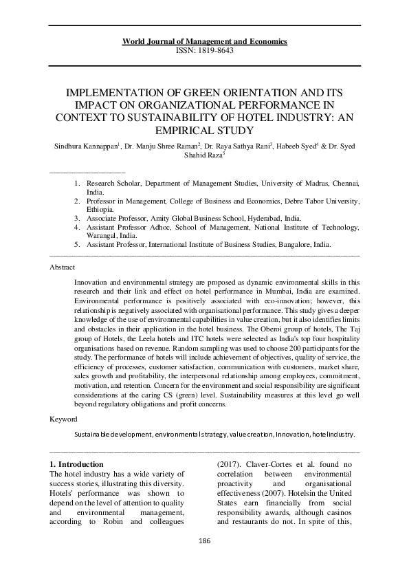 (PDF) IMPLEMENTATION OF GREEN ORIENTATION AND ITS IMPACT ON ...
