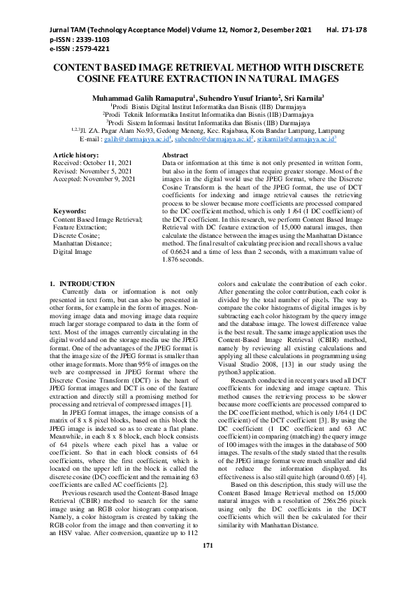 (PDF) Content Based Image Retrieval Method with Discrete Cosine Feature ...