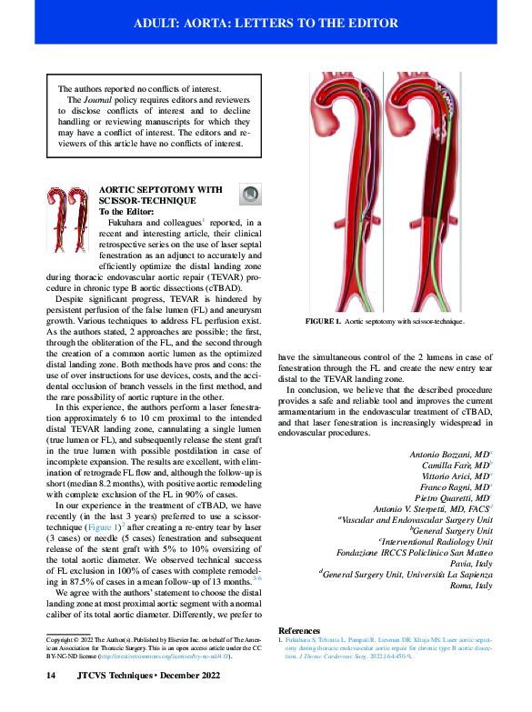 (PDF) Aortic septotomy with scissor-technique