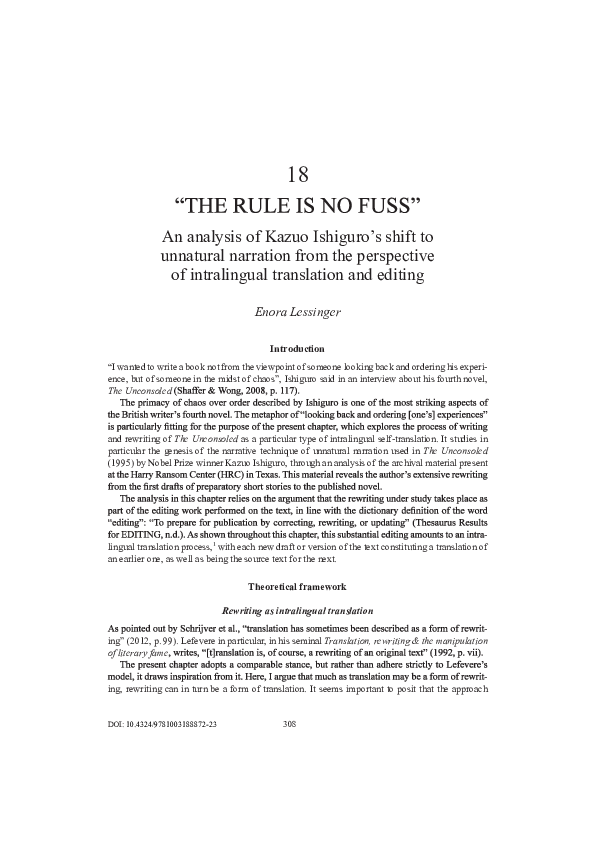 (PDF) An analysis of Kazuo Ishiguro's shift to unnatural narration from ...