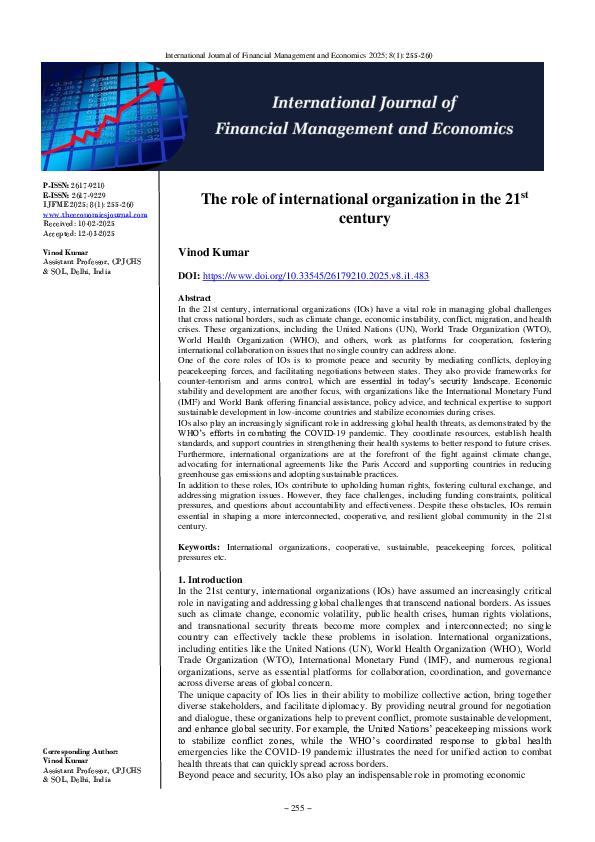 (PDF) The role of international organization in the 21 st century