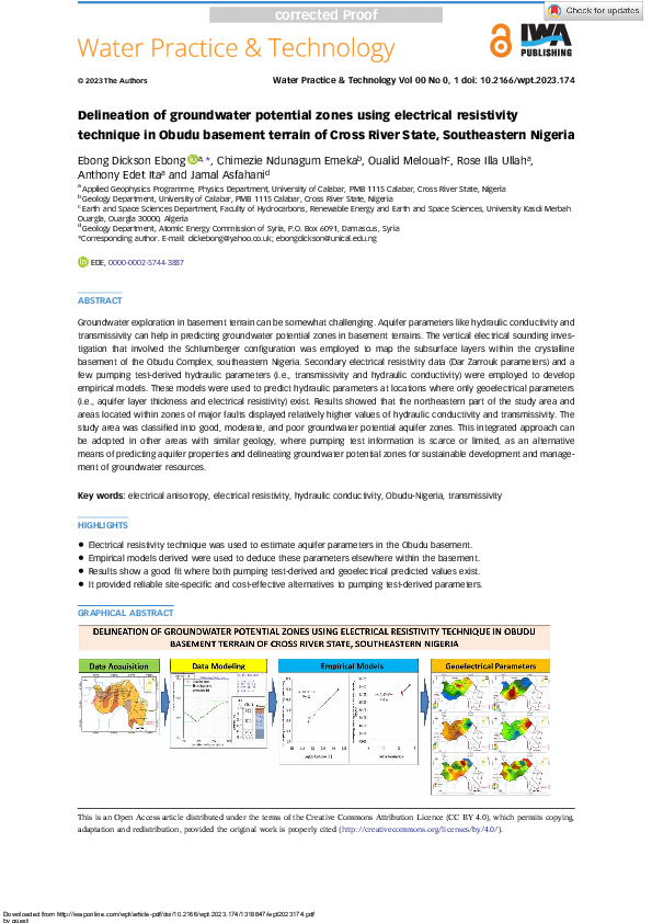 (PDF) Delineation of groundwater potential zones using electrical ...