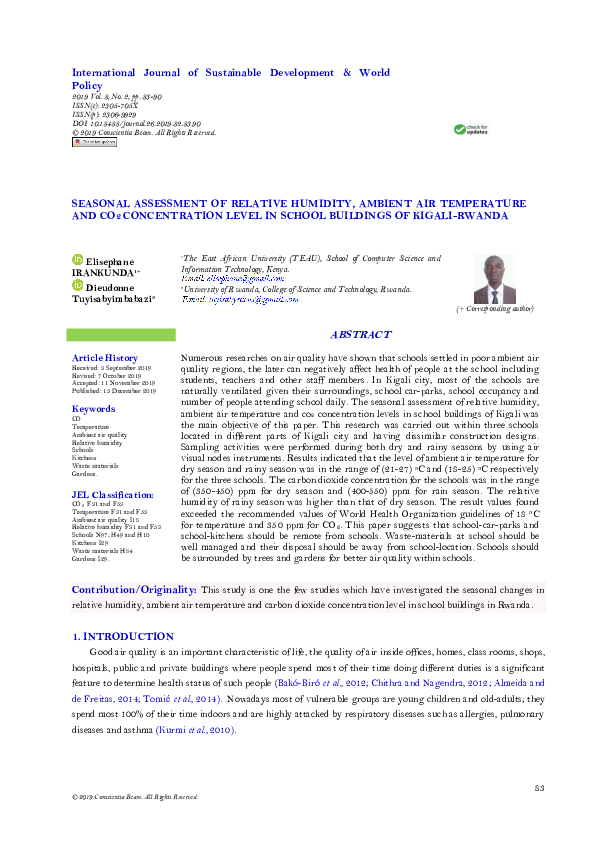 (PDF) Seasonal Assessment of Relative Humidity, Ambient Air Temperature ...