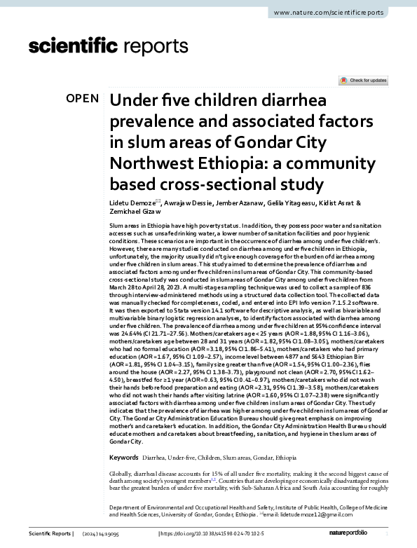 (PDF) Under five children diarrhea prevalence and associated factors in ...