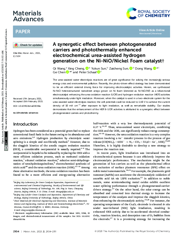 (PDF) A synergetic effect between photogenerated carriers and ...