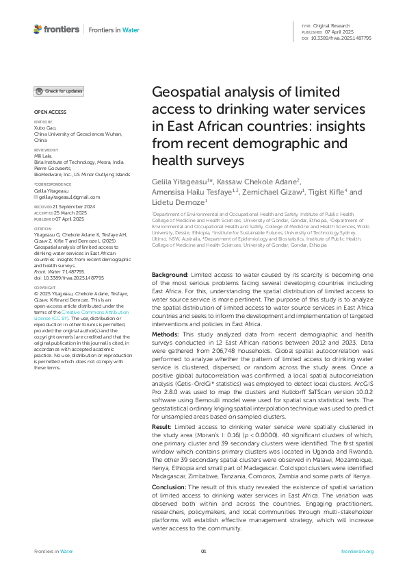 (PDF) Geospatial analysis of limited access to drinking water services ...