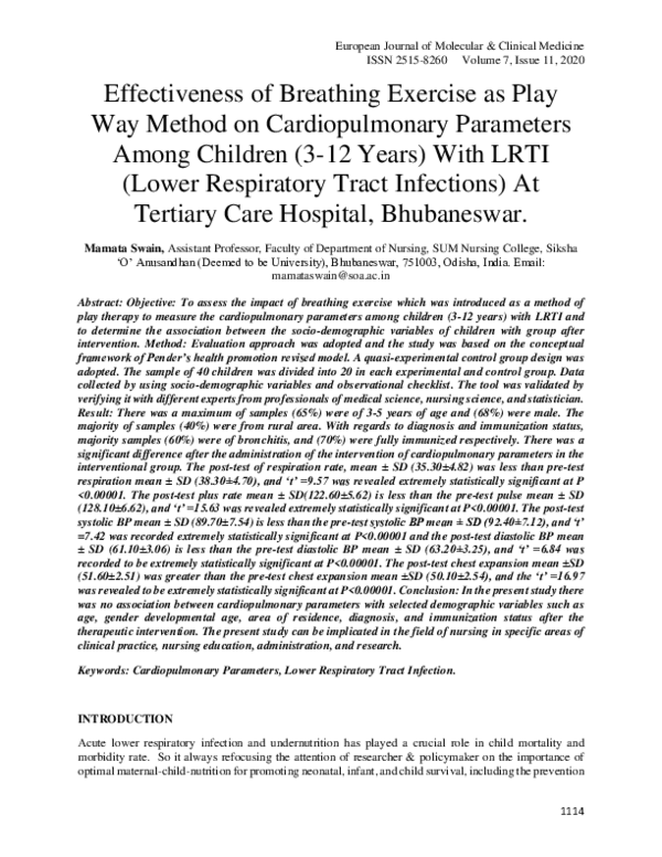 (PDF) Effectiveness of Breathing Exercise as Play Way Method on ...