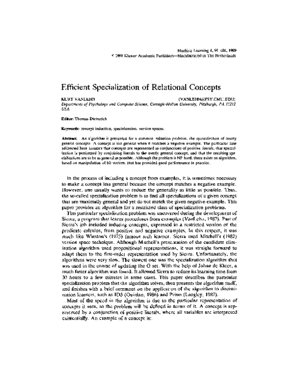 (PDF) Efficient specialization of relational concepts