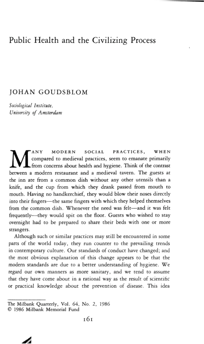 (PDF) Public Health and the Civilizing Process