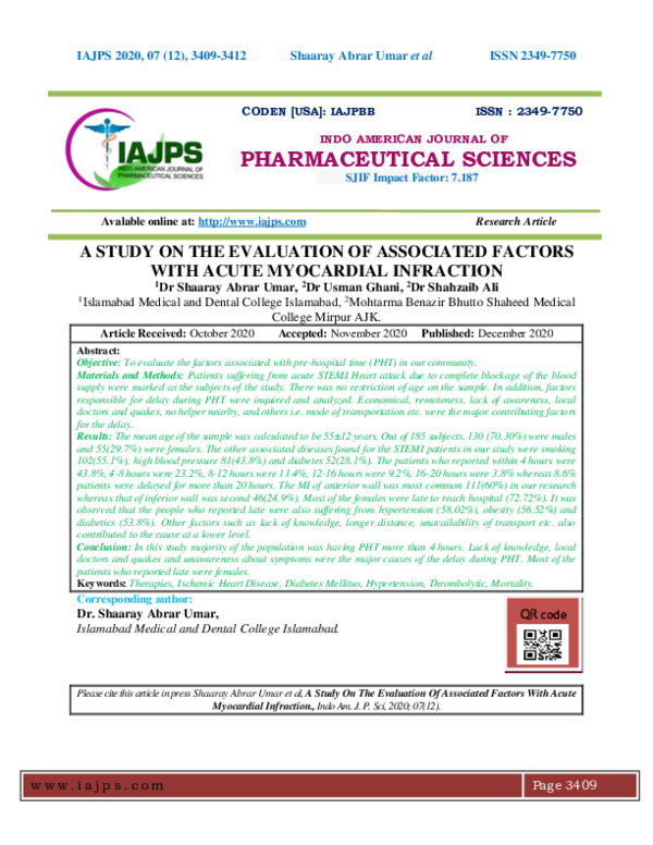 (PDF) A Study on the Evaluation of Associated Factors with Acute ...