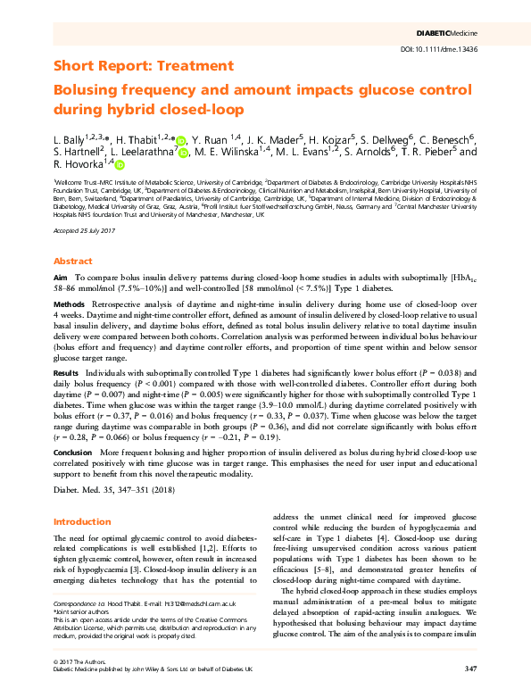 (PDF) Bolusing frequency and amount impacts glucose control during ...