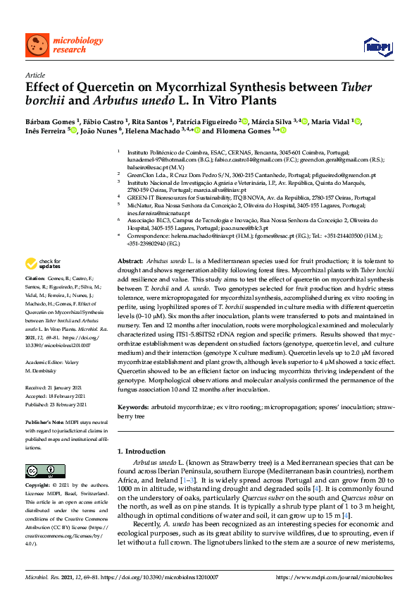 (PDF) Effect of Quercetin on Mycorrhizal Synthesis between Tuberborchii ...