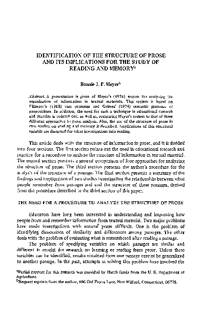 (PDF) Identification of the Structure of prose and Its Implications for ...