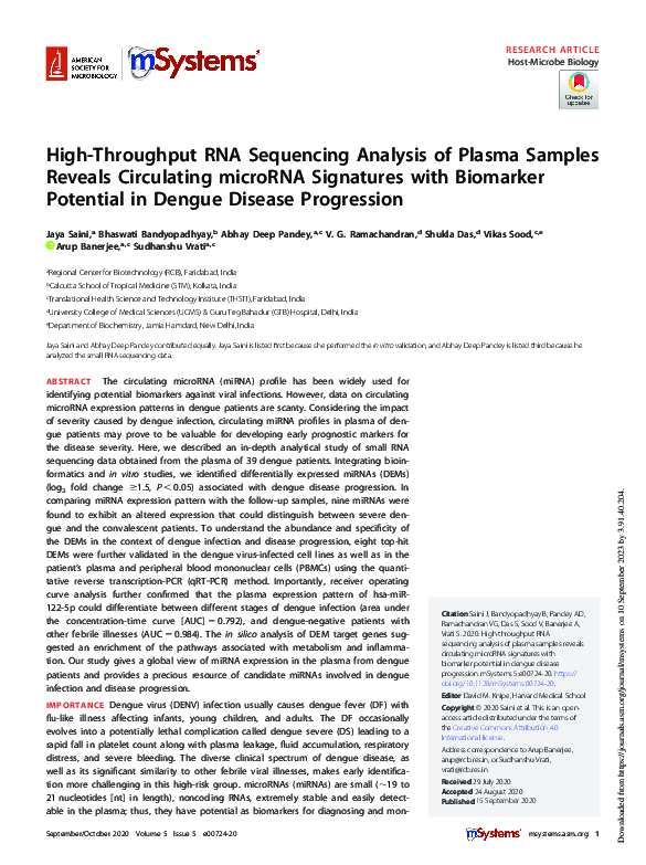 (PDF) High-Throughput RNA Sequencing Analysis of Plasma Samples Reveals ...