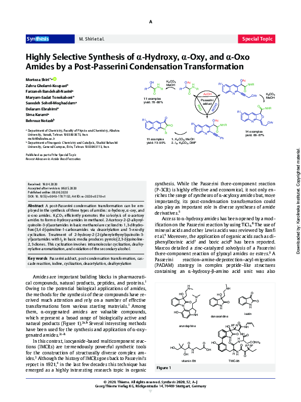 (PDF) Highly Selective Synthesis of α-Hydroxy, α-Oxy, and α-Oxo Amides ...