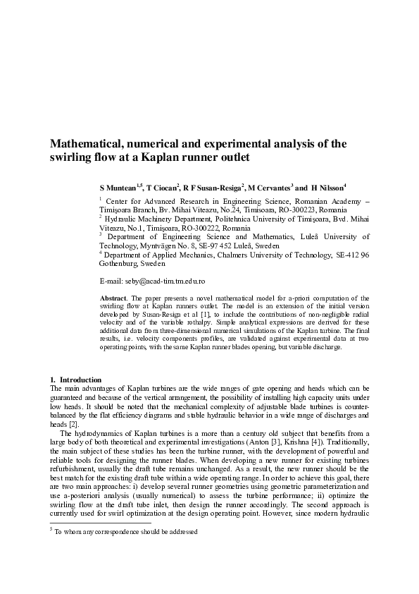 (PDF) Mathematical, numerical and experimental analysis of the swirling ...