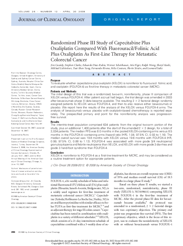 (PDF) Randomized Phase III Study of Capecitabine Plus Oxaliplatin ...