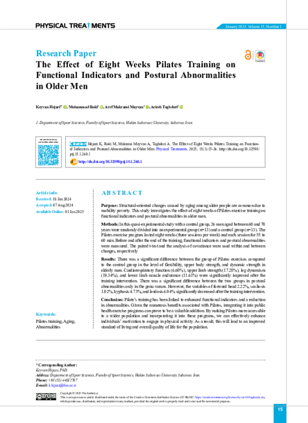 (PDF) The Effect of Eight Weeks Pilates Training on Functional ...
