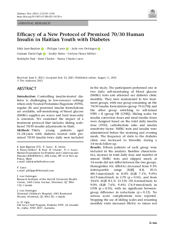 (PDF) Efficacy of a New Protocol of Premixed 70/30 Human Insulin in ...