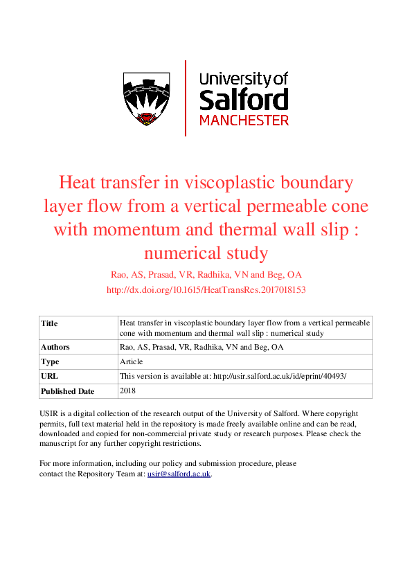 (PDF) Heat Transfer in Viscoplastic Boundary-Layer Flow from a Vertical ...