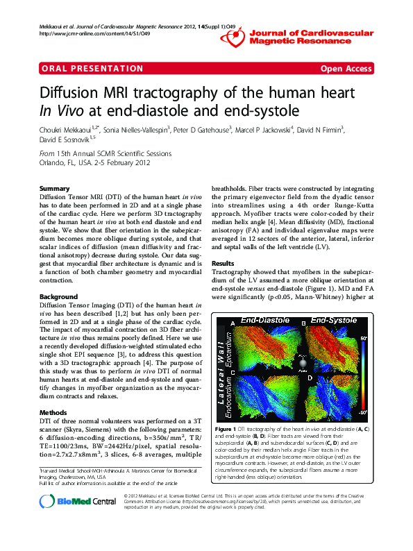 (PDF) Diffusion MRI tractography of the human heart In Vivo at end ...