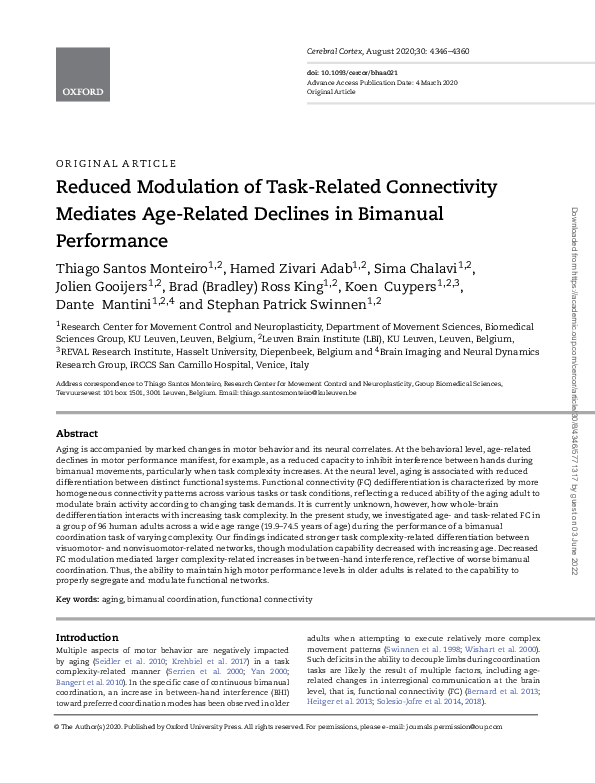 (PDF) Reduced Modulation of Task-Related Connectivity Mediates Age ...