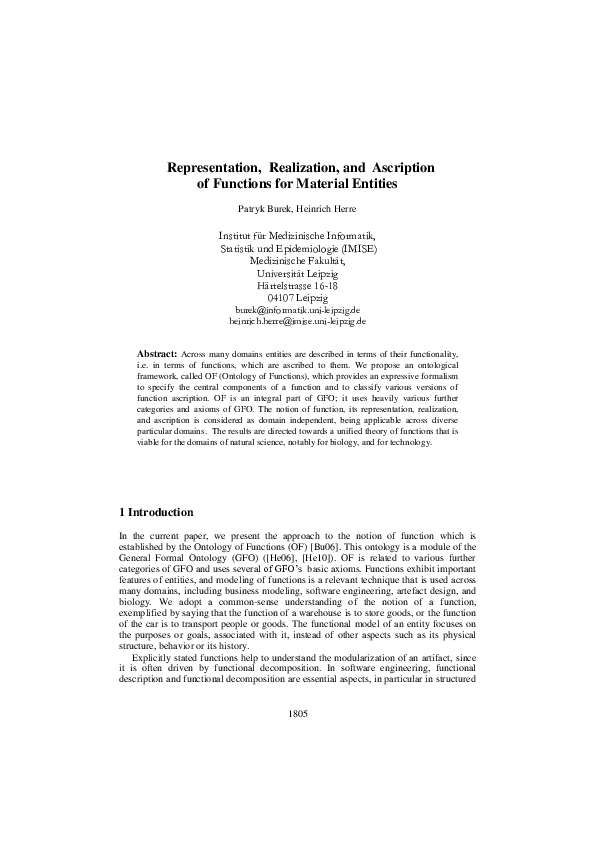 (PDF) Representation, Realization, and Ascription of Functions for ...