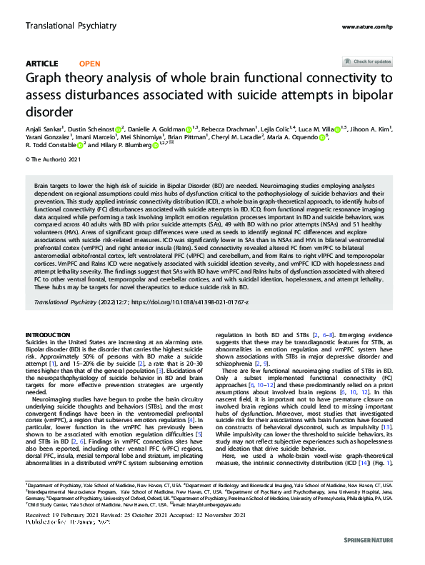 (PDF) Graph theory analysis of whole brain functional connectivity to ...