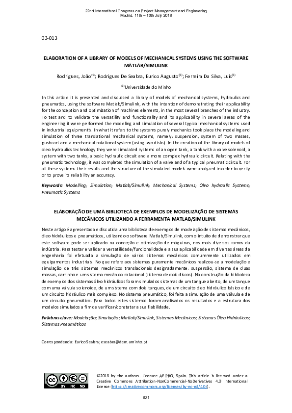 (PDF) Elaboration of a library of models of mechanical systems using ...
