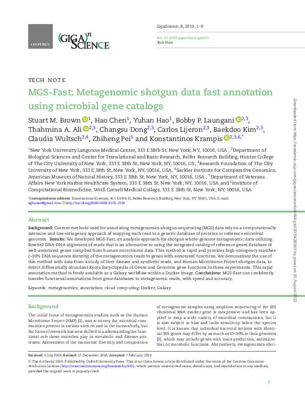 (PDF) MGS-Fast: Metagenomic shotgun data fast annotation using ...