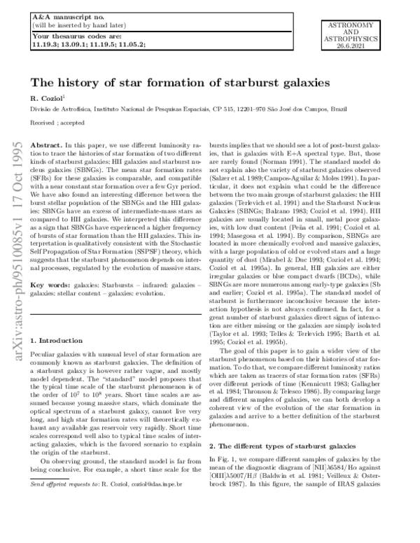 (PDF) The history of star formation of starburst galaxies
