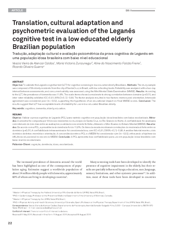 (PDF) Translation, cultural adaptation and psychometric evaluation of ...