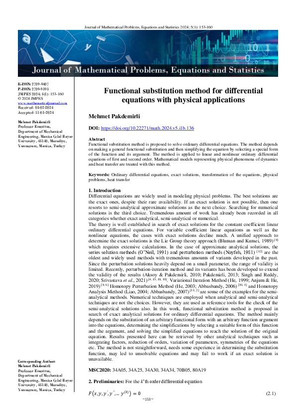 (PDF) Functional substitution method for differential equations with ...